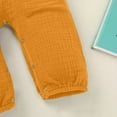 thumbnail image 6 of LIIPEE Boys Girls Onesie Cotton Linen Solid Color Long Sleeve Round Neck Button Jumpsuit With Pockets Breathable Daily One-Pieces,Yellow,9-12 Months, 6 of 9