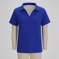 thumbnail image 6 of Womens Polo Shirt Short Sleeve - V-Neck Solid Blue Relaxed Fit Top for Ladies, Casual Breathable Work Shirt, Navy Royal Blue Color Option,Size XL, 6 of 9