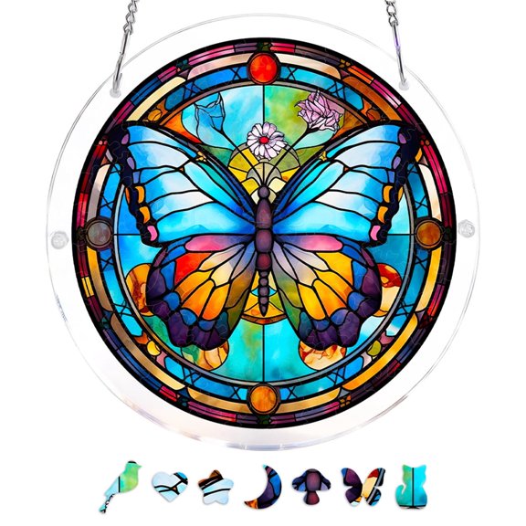 Acrylic Puzzle Pendant Suncatcher, Window Hanging Plates Sunshade Decor, Creative Diy Hanging Ornament for Home Window Wall indoor Outdoor Garden Patio Daily Decoration