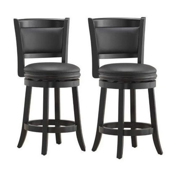 24" Swivel Counter Stool in Black - Set of 2