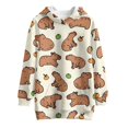 thumbnail image 4 of Psesaysky Girls Long Hoodies Brown Capybara Print Sweatshirt Pullover Kids Teen Loose Outwear Coat Casual Fashion Fall Winter for 13-14 Years, 4 of 7