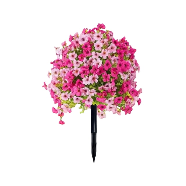 HWRETIE Artificial Violet Flowers with Stakes,Faux Plants for Outdoor Garden Decor,Porch Patio Yard Spring Summer