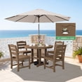 thumbnail image 4 of Serwall Outdoor 5-Piece Round Dining Set, HDPE All Weather Patio Dining Set for 4, 45" Round Dining Table and 4 Armless Dining Chairs, Brown, 4 of 10