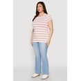 thumbnail image 4 of Womens Plus Size Striped Crew Neck Tee, 4 of 5