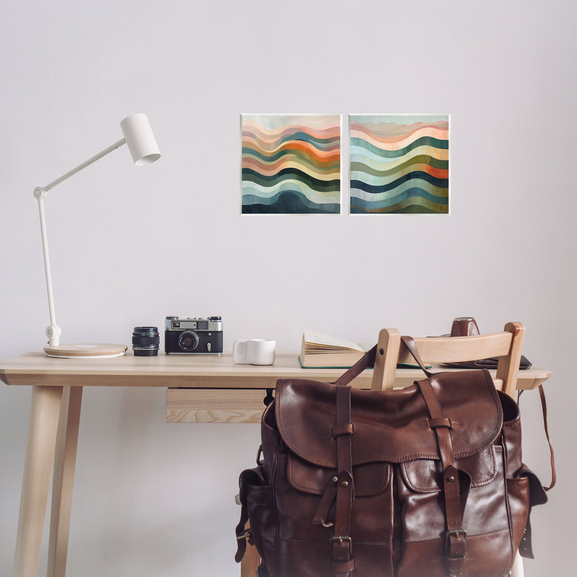 Stupell Industries Earth Tone Fluid Waves Abstract Painting Unframed Art Print Wall Art, 12 x 12, Set of 2