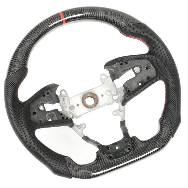 Car Steering Wheel, Sport Racing Steering Wheel Hand Grips Red Stitching Carbon Fiber For