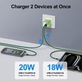 thumbnail image 5 of PD & QC Dual Port Type C Charger Block Fast Wall Charger with 2Pcs 6FT Braided Cable, Power Adapter Compatible with iPhone 17/16/15 Pro Max iPad Pro Galaxy S26 Android, Green, 5 of 7