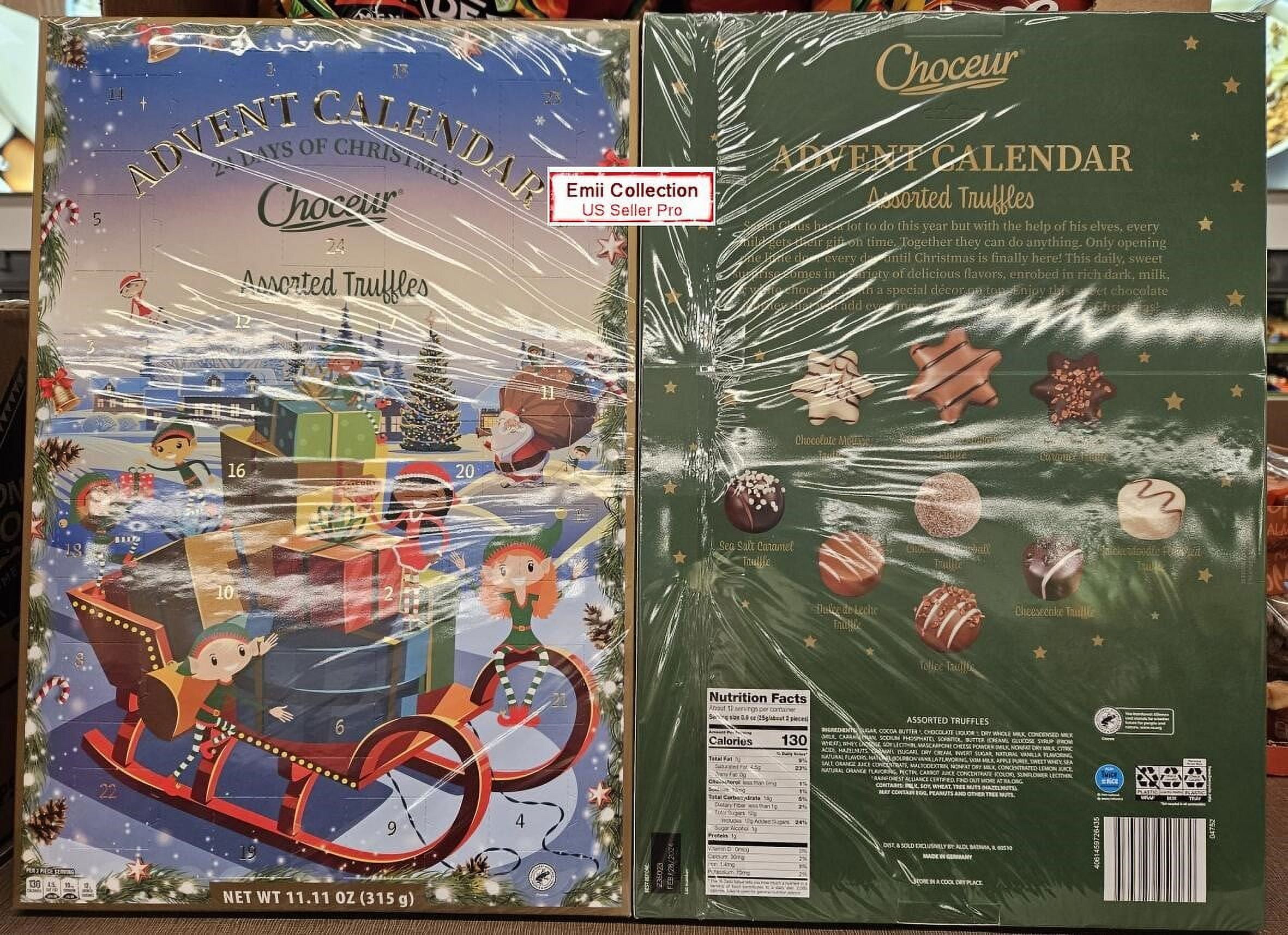 Choceur Advent Calendar 24 Days of Christmas Assorted Truffles 11.11oz 315g  (Single Box) - Walmart.com