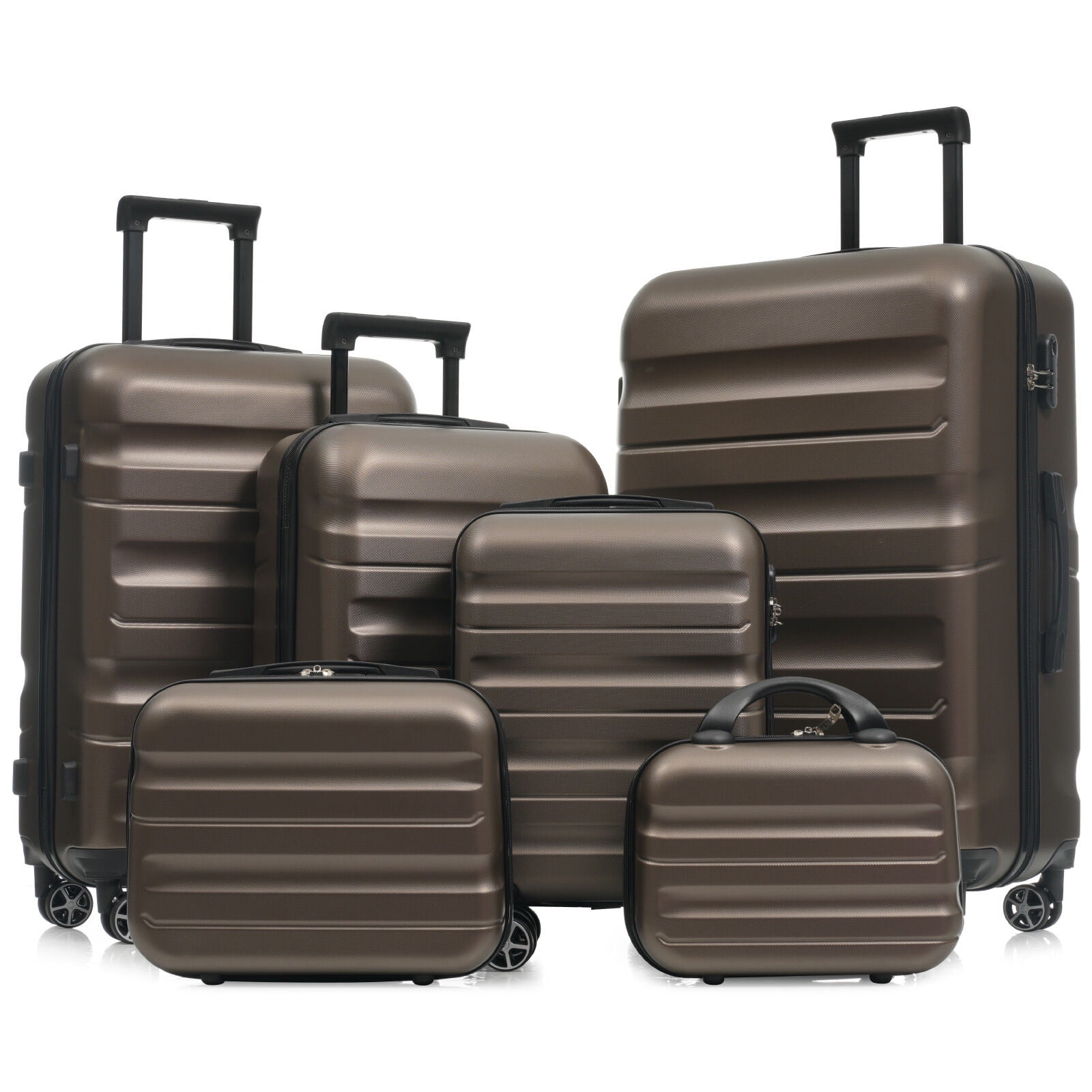 Hard Shell Luggage 6-Piece ABS Hardshell Luggage Set - Lightweight & Durable Suitcases with Dual Spinner Wheels, Carry-On & Check-In Sizes for Travel & Business,Carry On Hard Shell Luggage