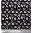 thumbnail image 1 of Soimoi Black Rayon Crepe Fabric Candy Stick,Gift Box & Oranament Christmas Print Sewing Fabric Yard 46 Inch Wide, 1 of 3