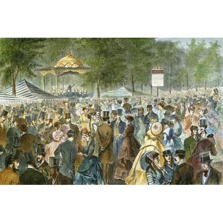 Central Park Nyc 1869 Na Fashionable Crowd Gathers To Socialize On A Saturday Afternoon Near The Music Stand On The Mall In New York CityS Central Park Colored Engraving 1869 Rolled Canvas Art - 