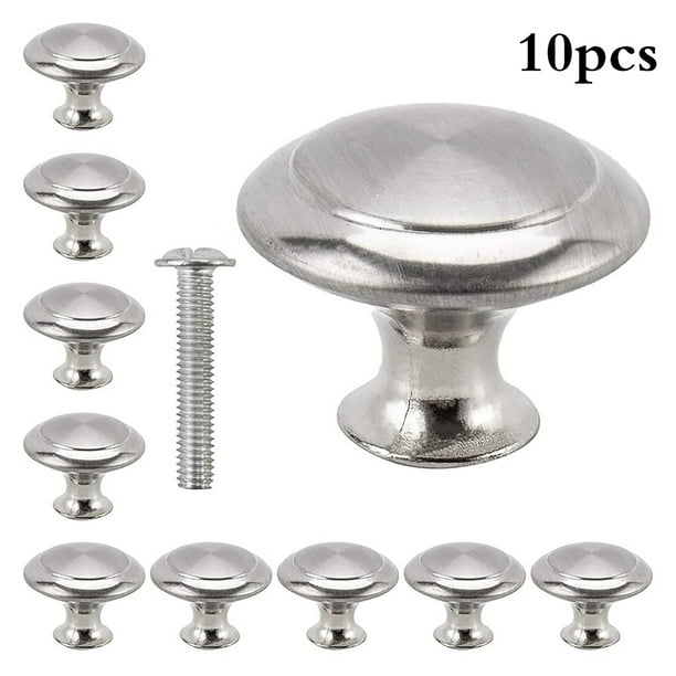 Tiradores De Cajón Cepillados De Acero Inoxidable, 10 Uds., Tirador Redondo Con Forma De Hongo De 30Mm Para Puerta De Cajón, Armario Serendint TO004386-00