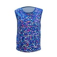 thumbnail image 6 of Gunia Girls Sequin Top Glitter Sleeveless Dance Blouse Performance Dancewear Party Sparkly Tops For Girl Blue, 6 of 6