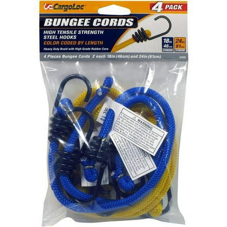 CargoLoc Bungee Cords - High Tensile Steel Hooks 32550 4 Pc. 18" & 24" Bungee Cords
