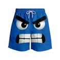 thumbnail image 4 of Gelikeya Boys Swim Trunks Board Shorts Funny 3D Cartoon Face Print Swimming Trunks Quick Drying Beach Shorts Casual Summer Outfits 2026 #02 Blue, 11-12 Years, 4 of 4