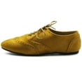thumbnail image 2 of Ollio Women's Shoes Faux Suede Classic Wingtips Lace Up Dress Low Flats Heels Oxfords F115, 2 of 6