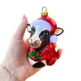 thumbnail image 4 of Festive Cow in Wreath Blown Glass Christmas Ornament, Farmhouse Theme Tree Decoration, 4 of 7