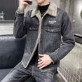 thumbnail image 2 of Chaqueta vaquera informal con botones para hombre, ropa popular coreana, abrigo vaquero holgado y moderno para hombre, prendas de vestir elásticas, ropa de hombre, talla L, 2 of 5