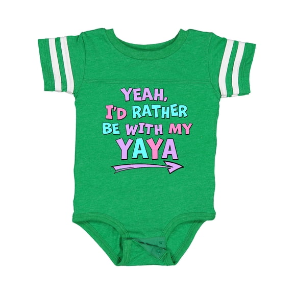 Inktastic Yeah I'd Rather Be with My Yaya in Pink Blue and Purple Boys or Girls Baby Bodysuit
