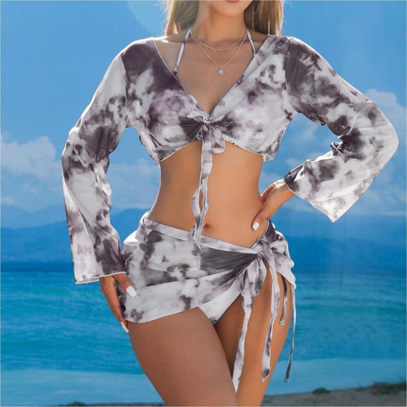 Wancir Women's Bikini Sets Women's Fashion Sexy Open Back High Elastic Bikini Dress Swimwear