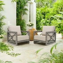 Ulax Furniture Outdoor Aluminum Club Chairs Lounge Armchairs With Sunbrella® Cushions  (Set of 2)