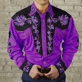 thumbnail image 3 of Camisa de hombre estilo retro con estampado de leopardo floral, camisa occidental, camisa informal de calle para exteriores, uso diario, otoño e invierno, camisa de manga larga con solapa, 3 of 5