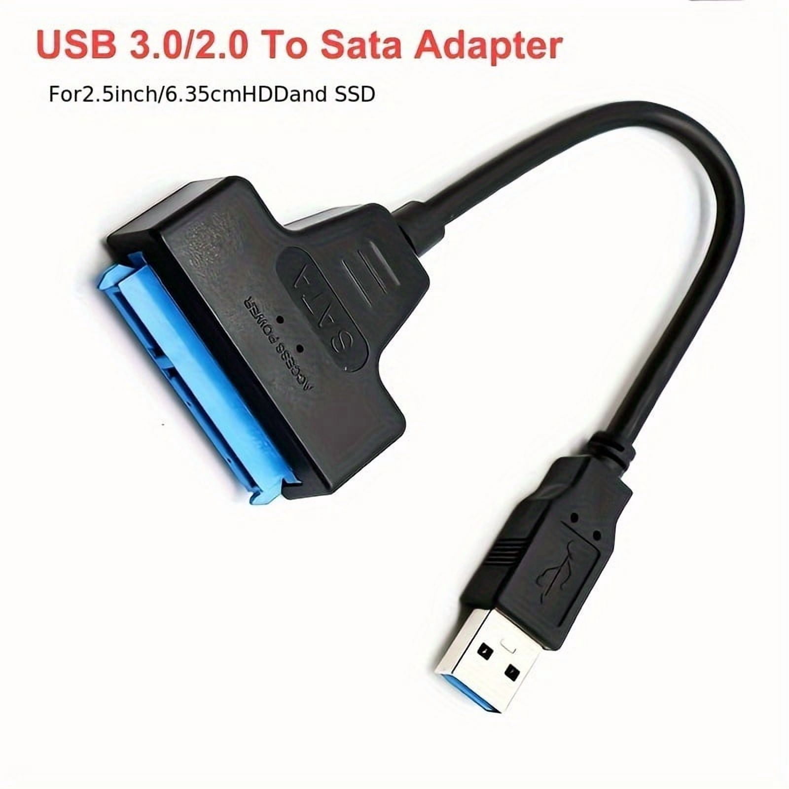 USB 3.0 to SATA III Adapter Cable for 2.5" SSD HDD, 6Gbps Fast Data Transfer, Supports up to 2TB, Plug and Play, Black with Blue Stripe