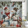thumbnail image 5 of Christmas Winter Snowman Shower Curtain, Farmhouse Christmas Bath Curtain with Snowy Pine Tree Branch Red Berry Cardinal Snowflake on Wood Board, Winter Xmas Holiday Bathroom Decoration 36X72in, 5 of 6