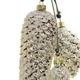thumbnail image 2 of Christmas Ornaments, Silver, Glass, Pine Cone Clusters, Ribbon hanging loops, 8 inches (Set of 2), 2 of 4