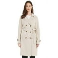 thumbnail image 4 of Giolshon Women's Faux Suede Trench Coat Classic Long Double Breasted Overcoat Belted Lapel Jacket, 4 of 6