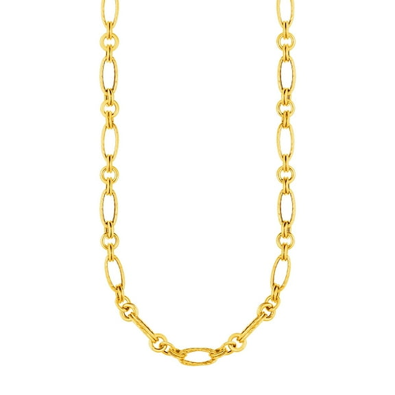 14k Yellow Gold Twisted and Polished Link Necklace 18 in