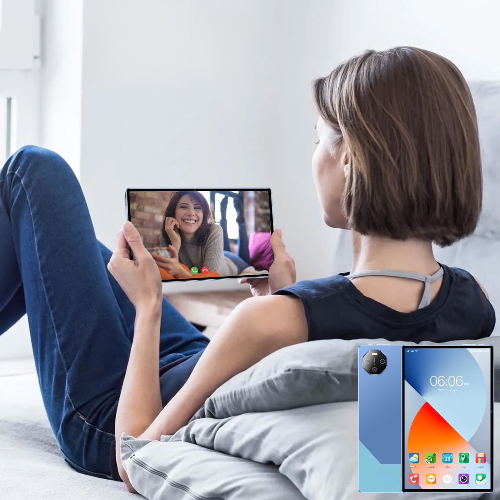 10.1-Inch Android 13 Tablet PC with 2K Display, 2.4G/5G WiFi, Bluetooth, Dual SIM, 16MP+32MP Camera, 2GB+16GB, 256GB Expandable, 12000mAh Battery