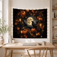 thumbnail image 5 of Black Cat in a Pumpkin Wreath Under Full Moon, Mystical Gothic Style for Halloween Decor Lovers, Haunted Wall Decor, Halloween Gift, Tapestry Wall Hanging for Bedroom and Entryway, 5 of 7