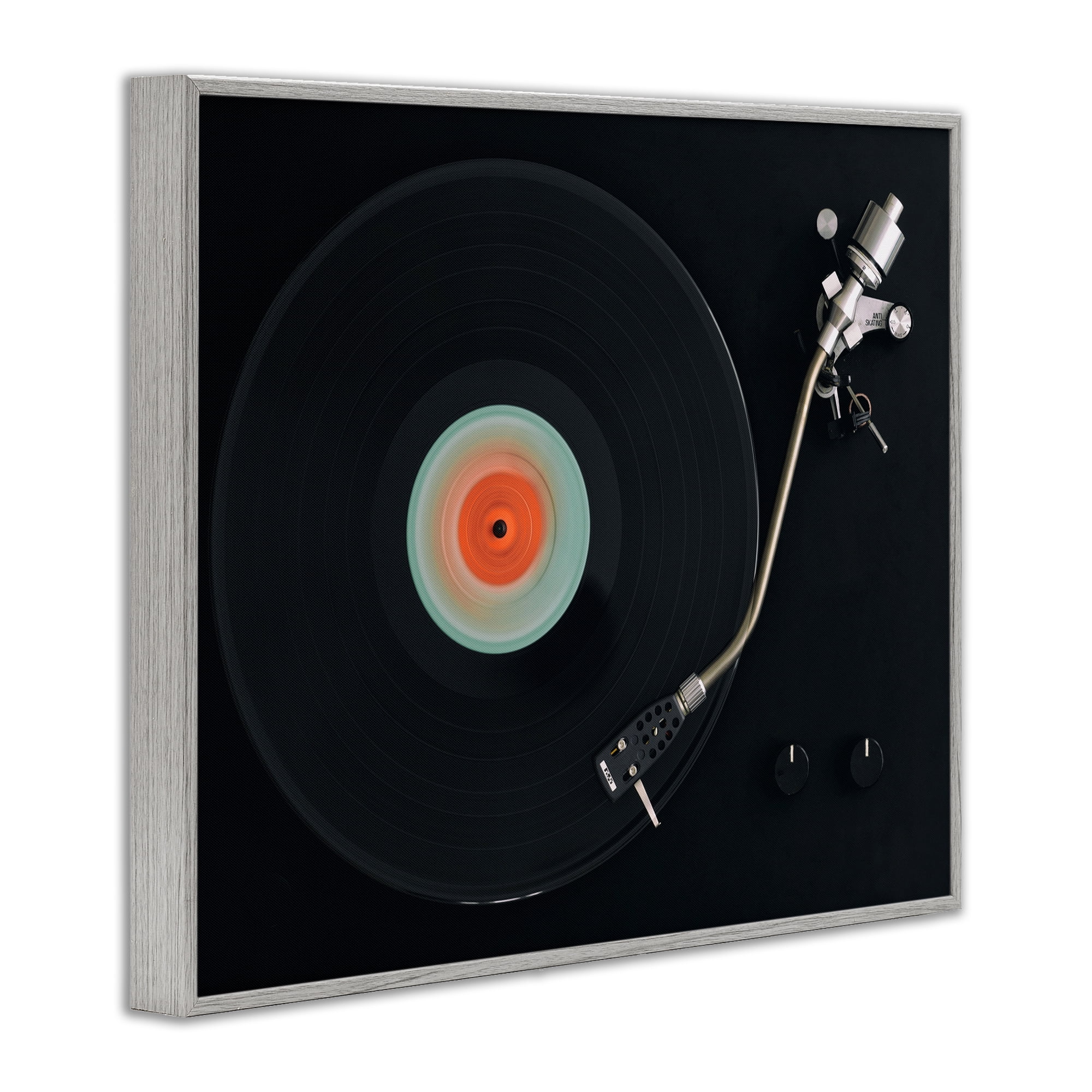Stupell Industries Vintage Spinning Record Gray Framed Giclee Art, design by Tom Quartermaine