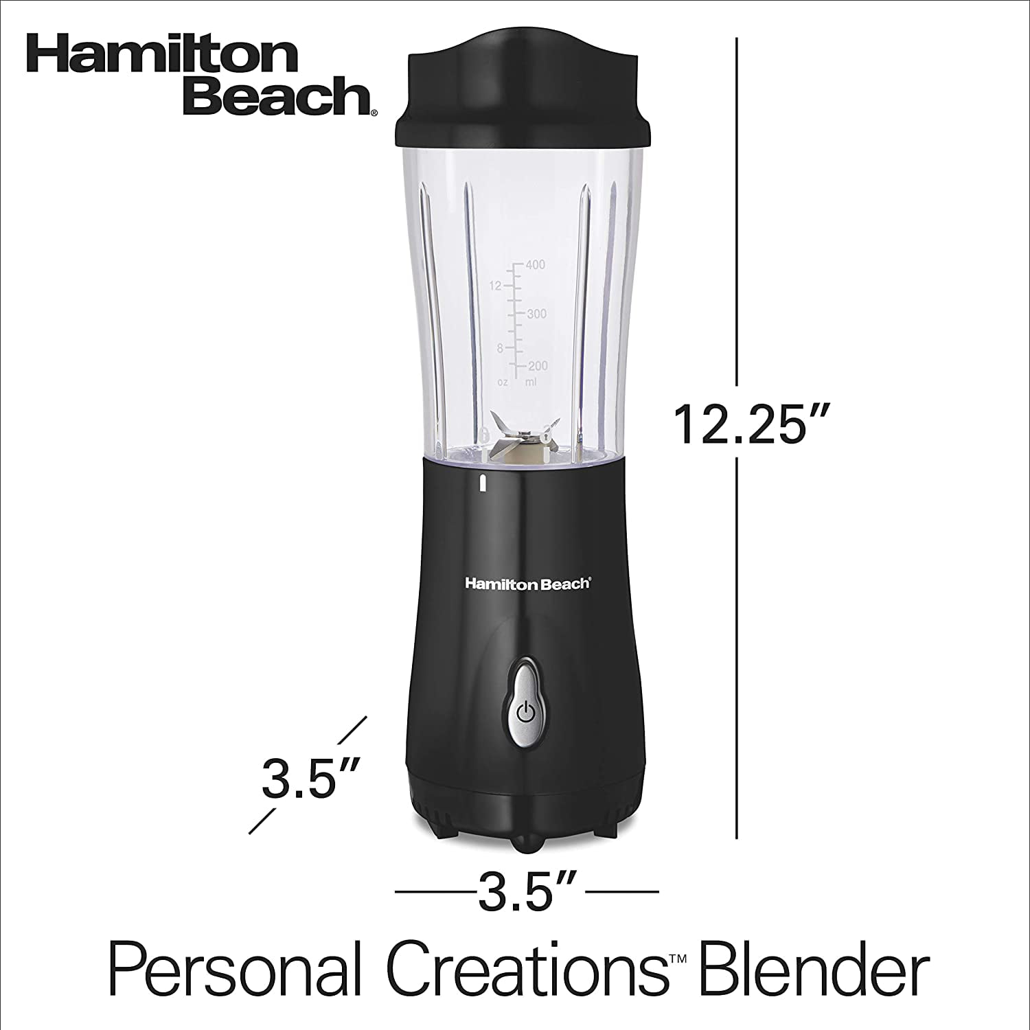 Hamilton Beach Single Serve Personal Smoothie Blender, 14 oz. Travel Cup  and Lid, Gray, New, 51128F 