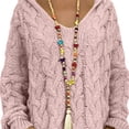 thumbnail image 4 of Women Christmas Sweater Women Sweater Hooded Long Sleeve Twist Texture Oversized Solid Color Loose Fit Ribbed Cuffs Knitting Tops, 4 of 5