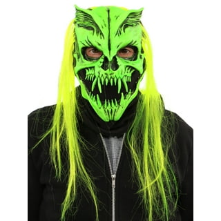 UV Green Glow Sock Skull Skeleton Latex Face Mask - Zagone Studios, LLC