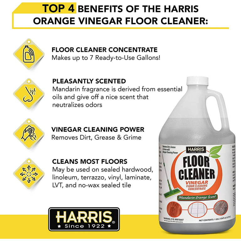 Harris Orange Vinegar Floor Cleaner 128oz For Use On Hardwood Laminate Vinyl And Tile Floors Com