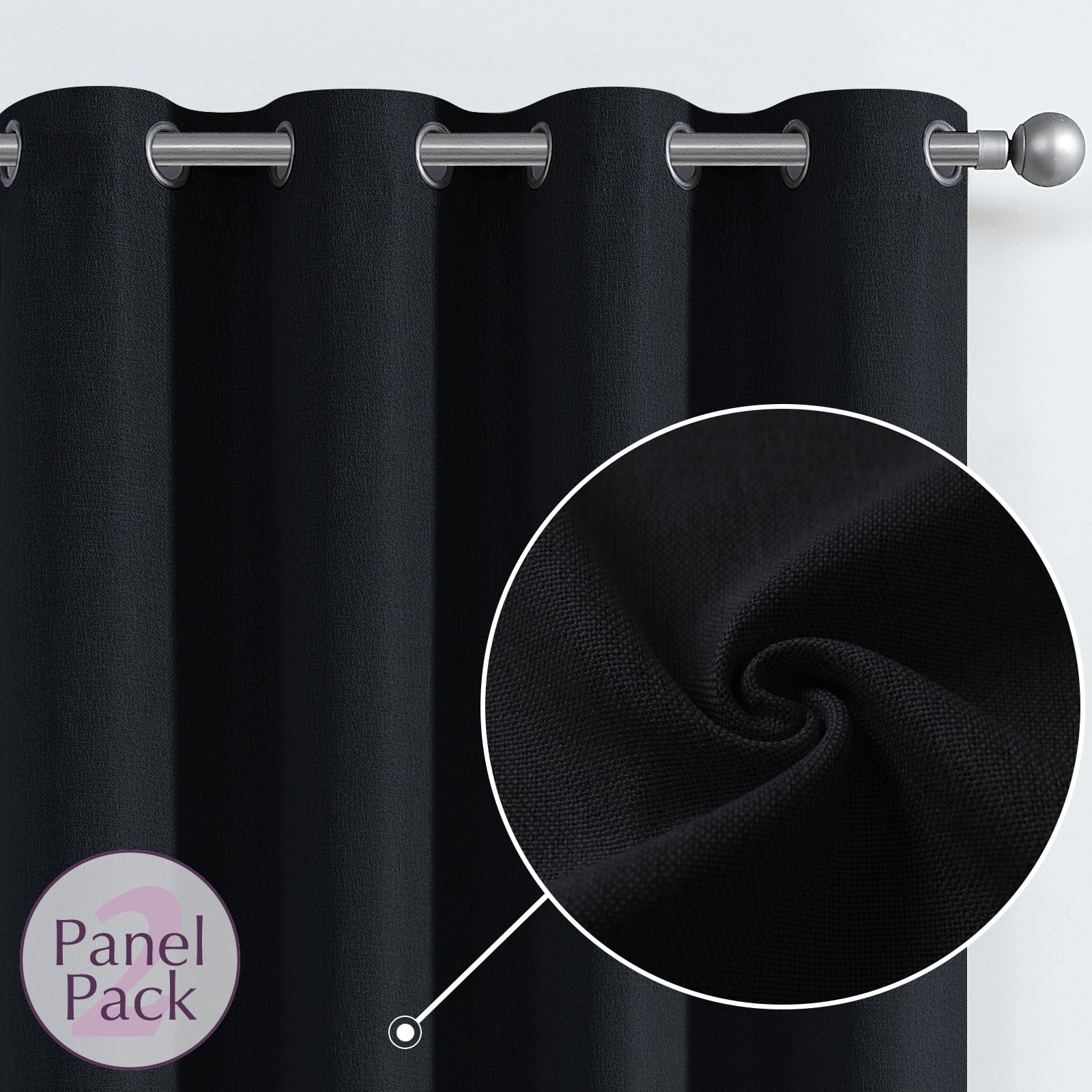 CURTAINKING Room Darkening Curtains 95 inch Black Bedroom Living Room Window Curtain Set Thermal Insulated Drapes Grommet Top 2 Panels