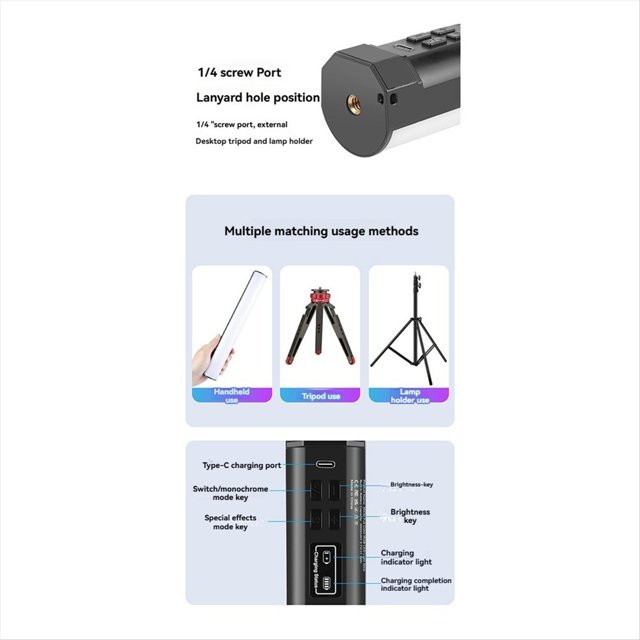 Varita de Luz LED RGB, Luz de Mano Magnética A Color, Luz de Relleno Versátil para Fotografía y Video de 30 cm