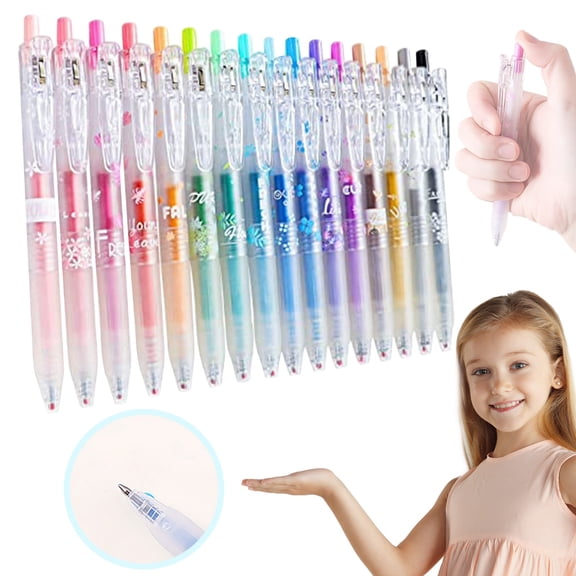 Glitter Gel Pens, 16 Colors Metallic Glitter Pens for Adult Coloring Books, Drawing, DIY Crafts - Retractable Sparkle Gel Ink Markers, Journaling & Scrapbooking Supplies