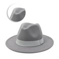 thumbnail image 3 of Unisex Elegant Church Fedora Hat Ribbon Band Belt Winter Outdoor Light Gray, 3 of 8