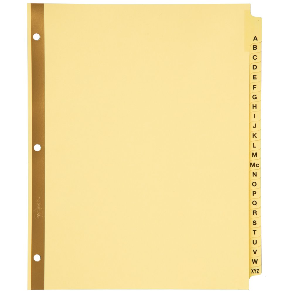 Avery Preprinted Laminated Tab Dividers, Gold Reinforced Binding Edge