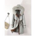 thumbnail image 1 of Three Wears-Parka de piel de longitud media para mujer, forro interior desmontable, Abrigo acolchado de algodón, ropa de abrigo de talla grande 3XL, 1 of 5