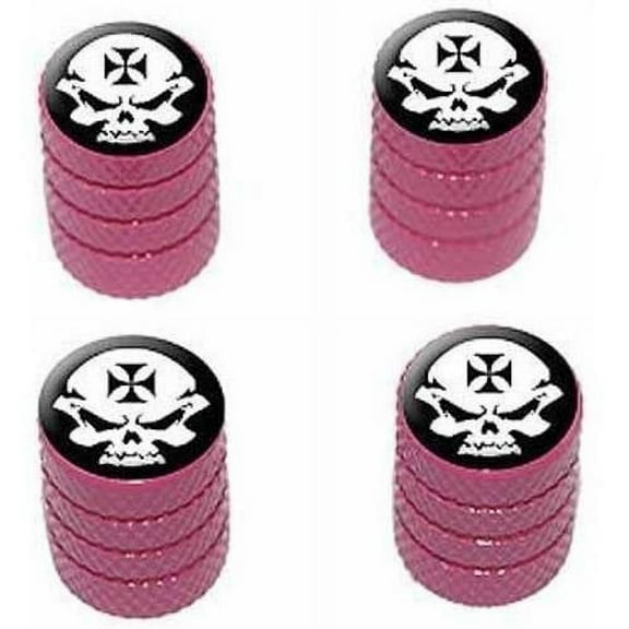 Iron Maltese Cross Biker Skull Tire Rim Wheel Aluminum Valve Stem Caps, Multiple Colors