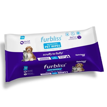 UPC: 0759170149827 | Vetnique Labs Furbliss Hygienic Pet Wipes for Dogs & Cats  Refreshing Scent  100ct Pouch
