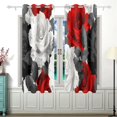 thumbnail image 2 of Red Grey Roses Flowers Curtains Black Out 63 Inch Length Curtains for Sliding Glass Doors Bedroom Living Room 2 Panels Set, 2 of 5