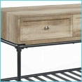 thumbnail image 4 of Oak & Sandy Gray Industrial Coffee Table for Living Room, KD Design with Drawer & Shelf Storage, 4 of 7