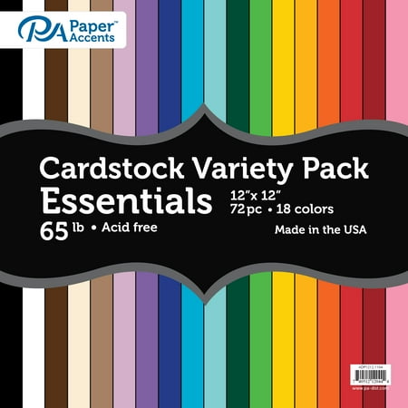 - Variety Pack 12x12 72pc 65lb Essential Cardstock