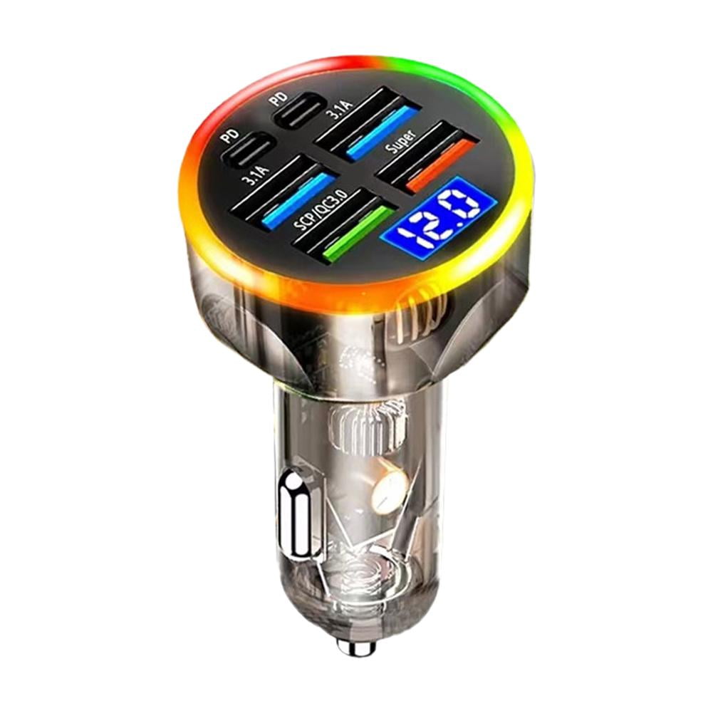 200W Car Charger With QC30 Fast Charging, 1 To 6 Multi-functional